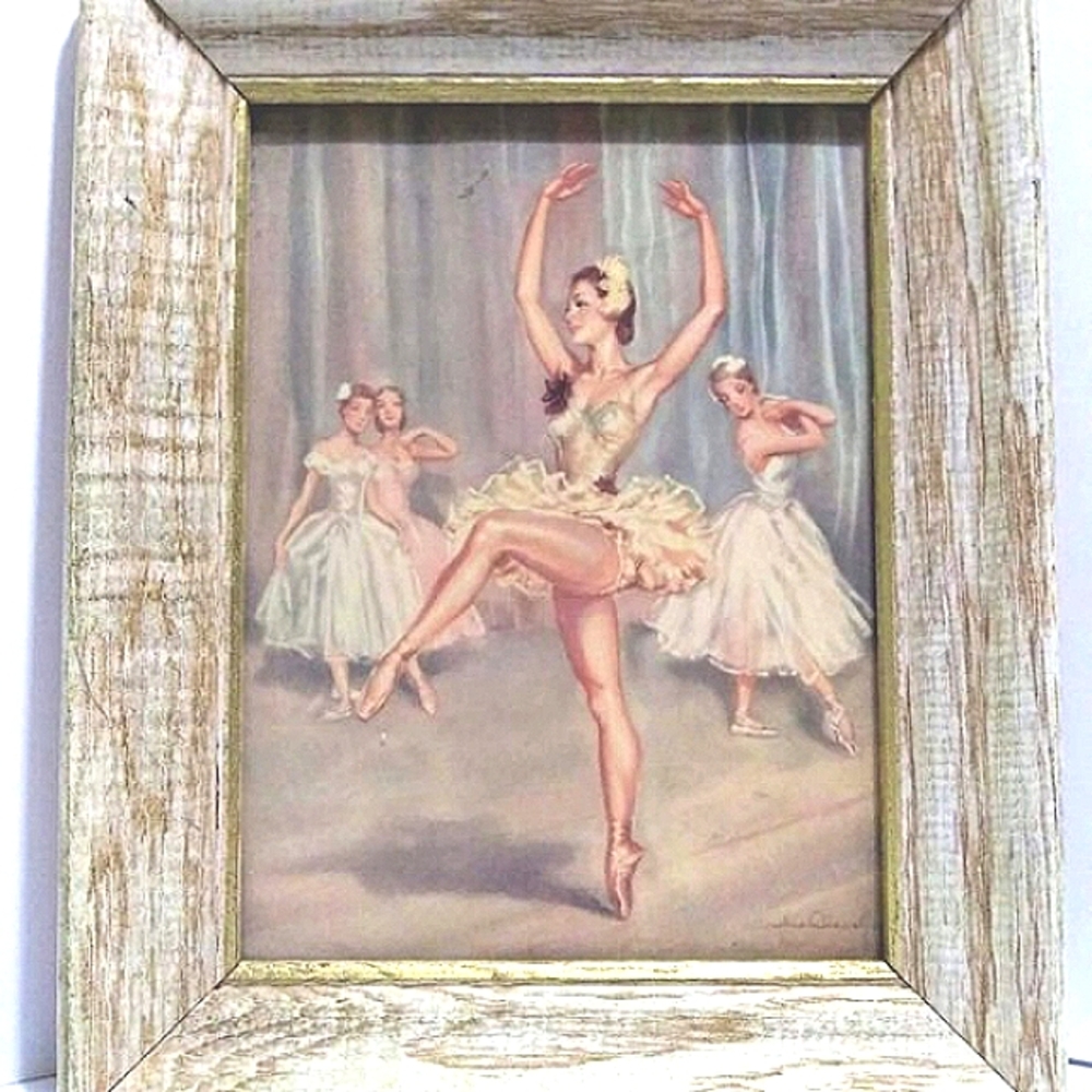 VINTAGE FRAMED PRIMA BALLERINA PRINT BY ANDRE CHEVALIER BALLET DANCE MUSIC